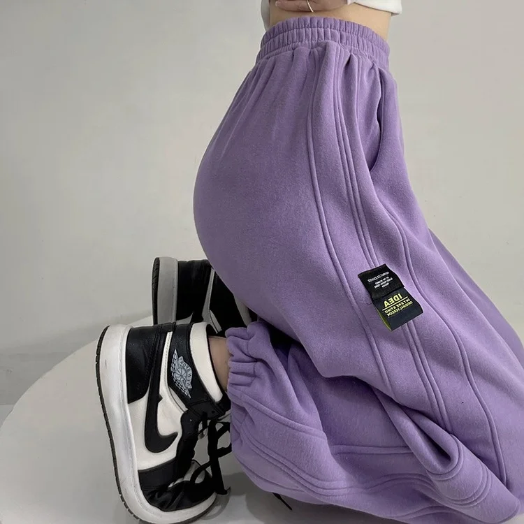 

Hip hop fried Street sweatpants women's autumn and winter Plush 2022 new high waist loose casual Leggings women's jogging pants