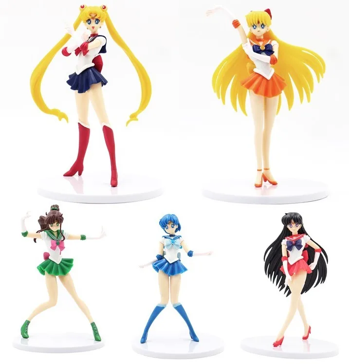 

5 Styles figuras Most Popular Sailor Moon Girl For Gifts Cartoon Character Model Collection Anime PVC Figure Toy