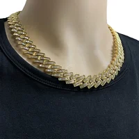 

Rapper Jewelry 18k Gold Plated Hip Hop Bling Iced Out Baguette Diamond Miami Cuban Necklace