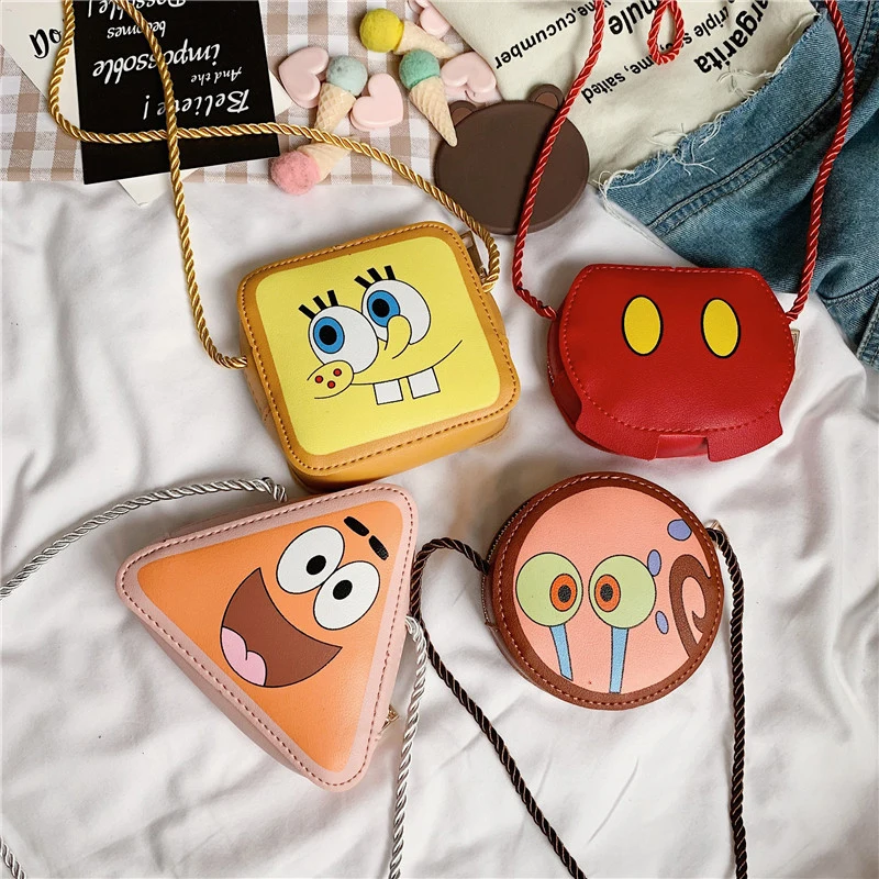 

Mini Coin Purse Kids Moneybag Cartoon Lovely Mickey Spongebob Luxury Leather Waterproof Zipper Wallet Patrick Star Crossbody Bag