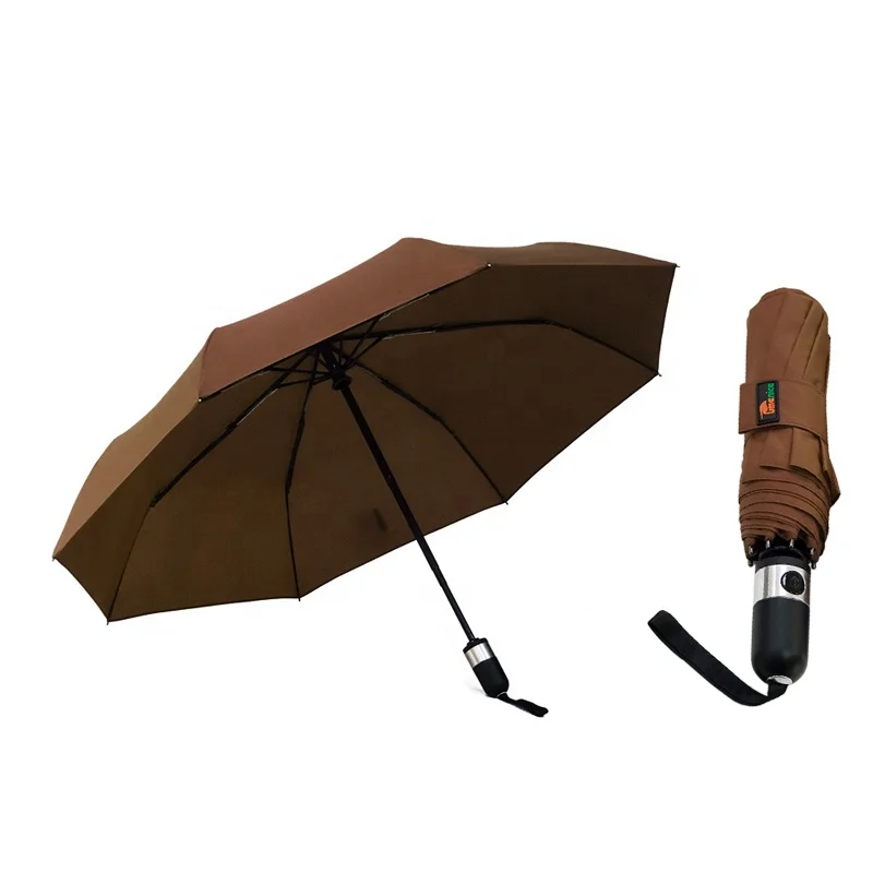 

High Quality Wholesale Hot Selling Brown Business Automatic Promotional Strong Wind Proof Auto 3 Fold Umbrella, Multi-colors