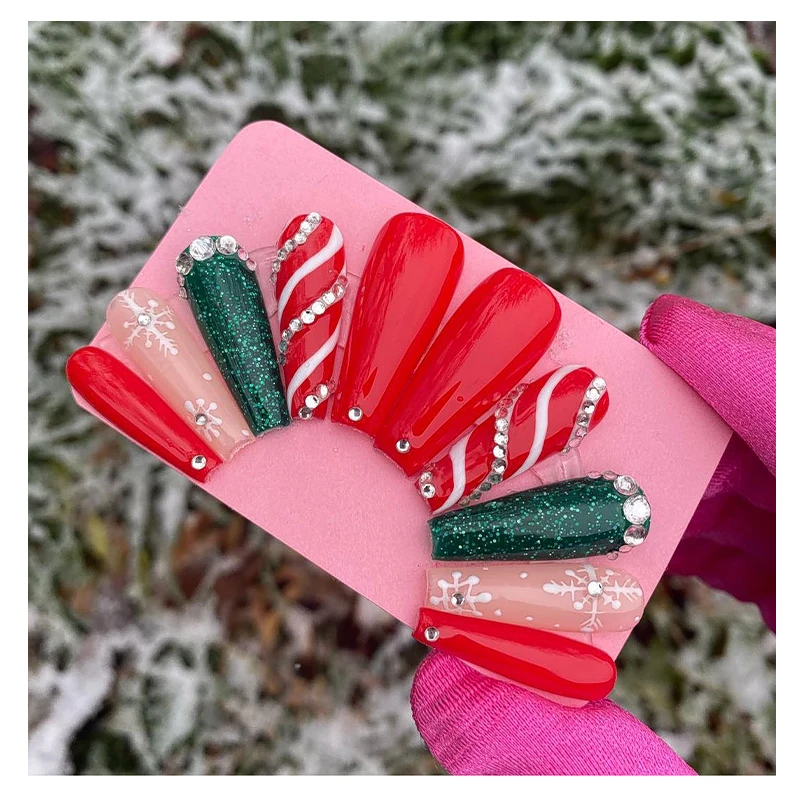 

New arrival Christmas Gifts Wholesale press on nails artificial fingernails for women colorful designer press on nails