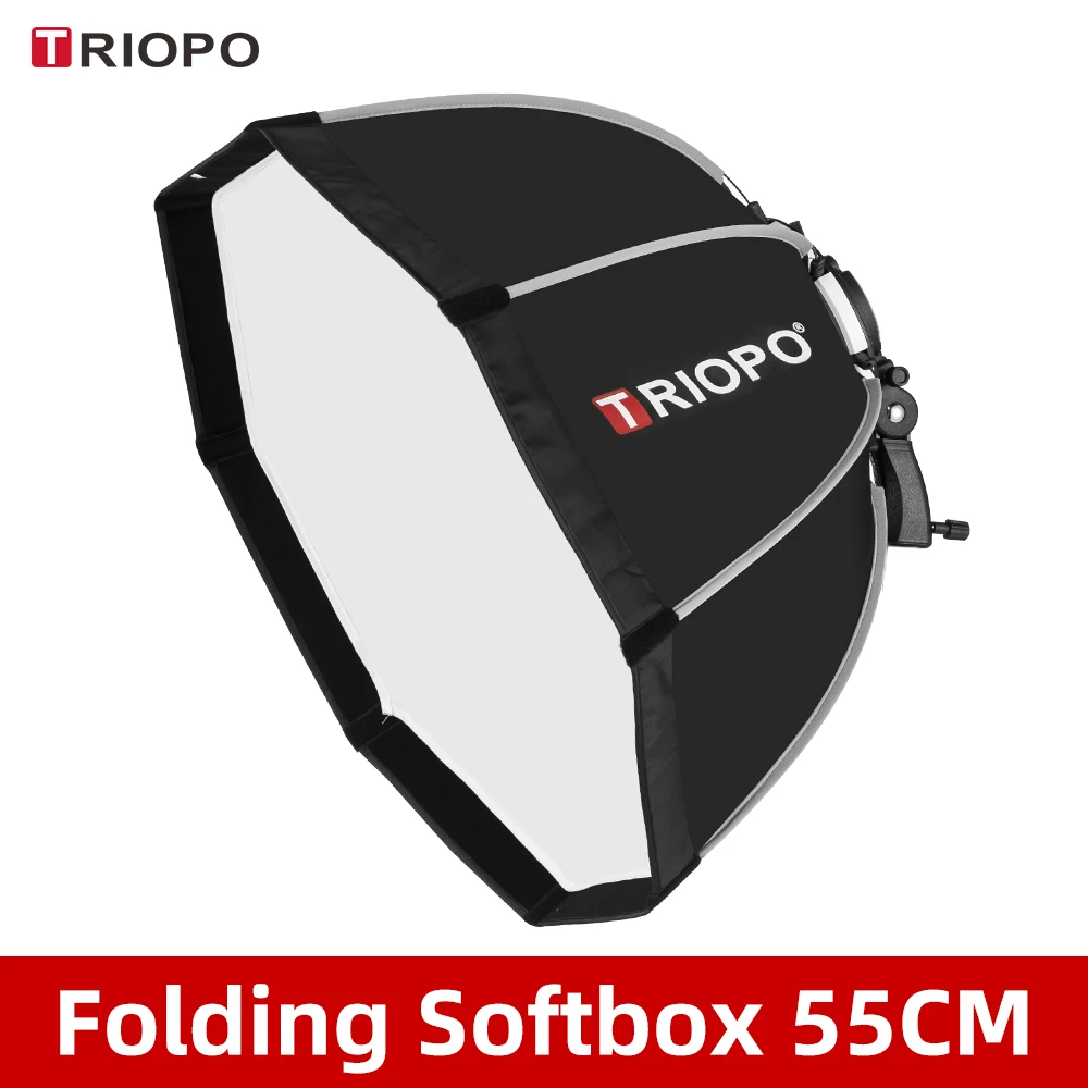 

TRIOPO 55cm 65cm 90cm 120cm Foldable Octagon Softbox Bracket Mount Soft box Handle for Godox Yongnuo Speedlite Flash Light, Other