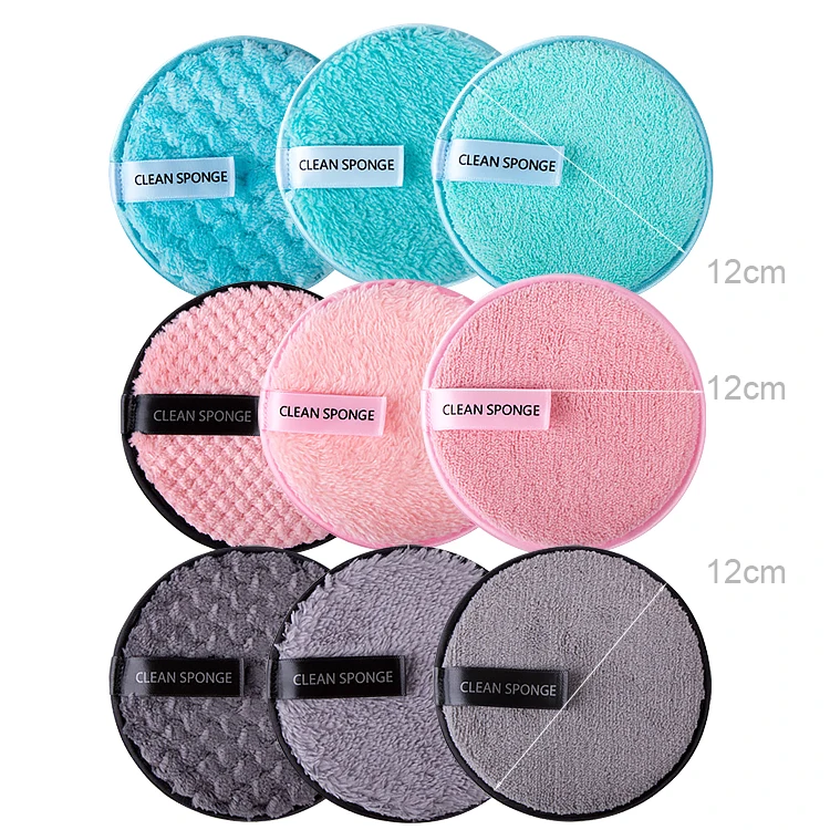 

Customized Round Square Colourful Face Pink Organic Microfiber Makeup Remover Pads Washable With Laundry Bag