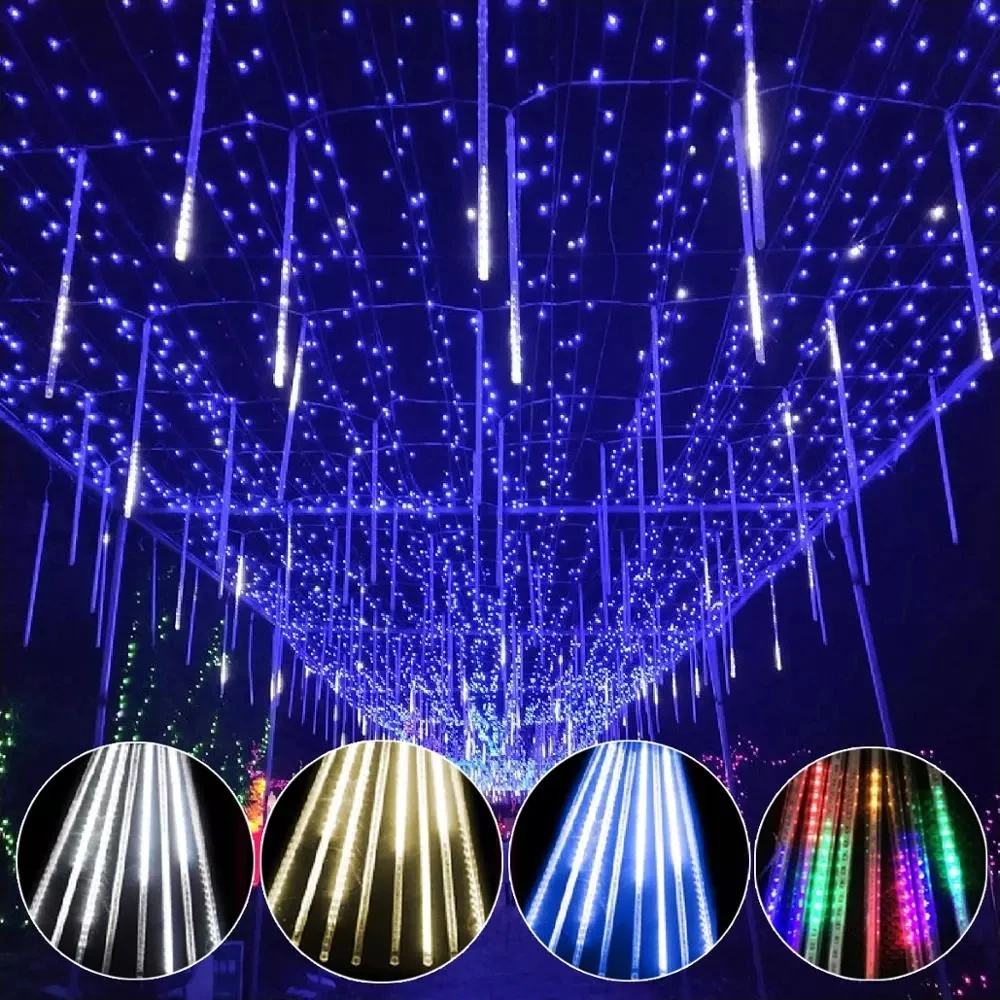 50CM Outdoor Meteor Meteorite Shower Drop Rain 8 Tube LED String Fairy Light Christmas Garden Wedding Party Tree Decor