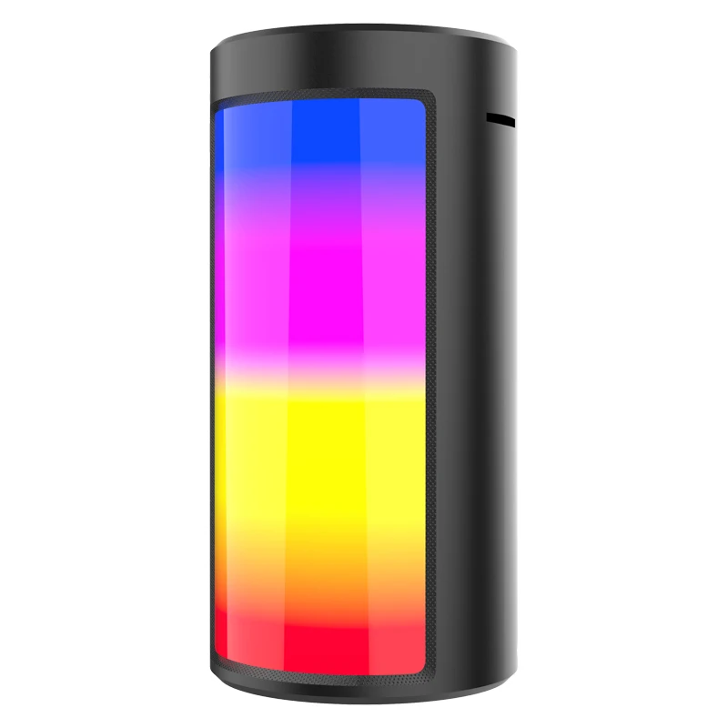 

Mini portable RGB LED light bluetooth speaker 800mah high power battery bluetooth 5.0 microphone USB TF AUX IN support, Black,