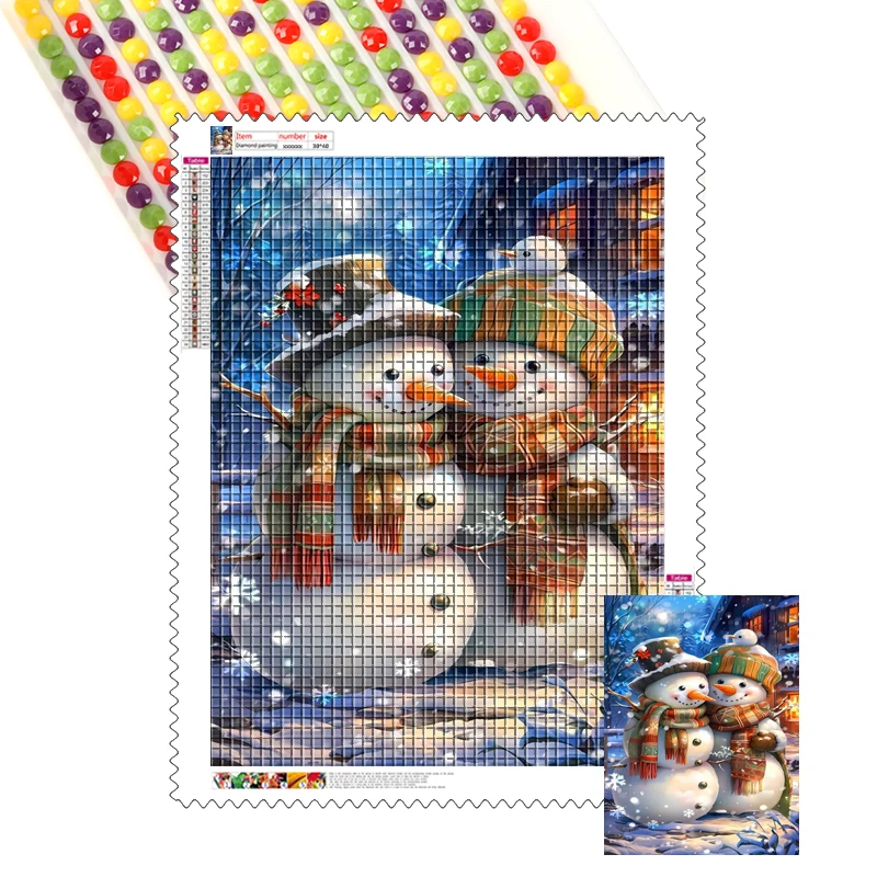 Christmas Series 5d Diy Animal Diamond Painting Snowman in Winter with Christmas Hats Full Drill Custom Diamond Painting Sets
