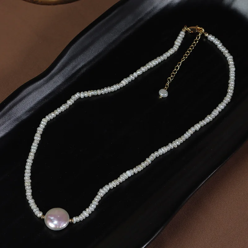 

Manufacturers Selling 13-14mm baroque button Classic Style Flat bead Freshwater Pearl Necklace Ladies Baroque Pendant Necklace