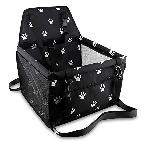 

Pet Car Booster Seat Travel Carrier Cage, Oxford Breathable Folding Soft Washable Travel Bags for Dogs Cats or Other Small Pet, Black or customized