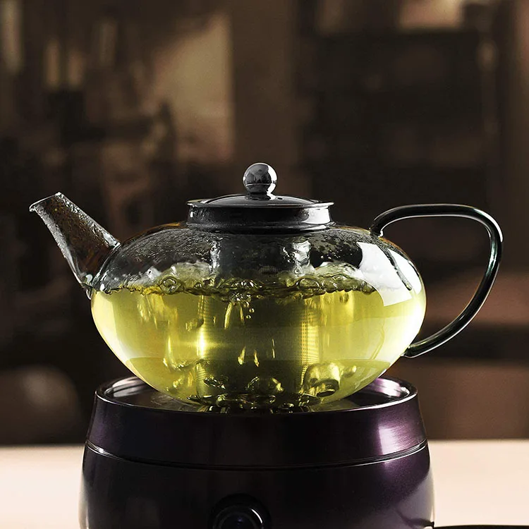 1600ml High Borosilicate Glass Tea Kettle With Stainless Steel Infuser