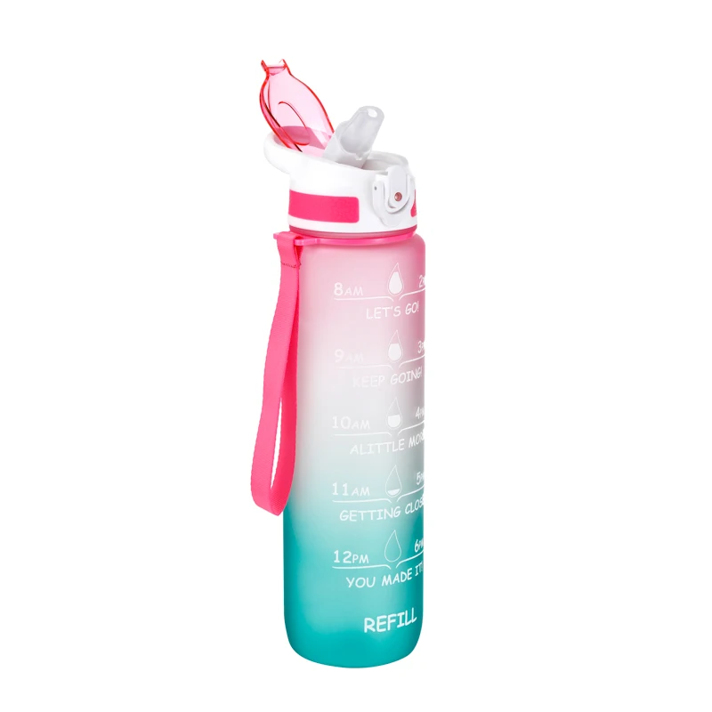 

Amazon Wholesale 32 oz Motivational Time Marker Leak Proof Frosted BPA Free Tritan Sport Plastic Water Bottle, Customized color acceptable