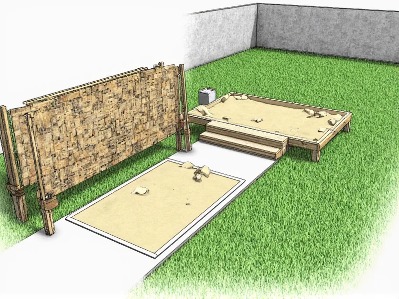DIY sandbox location planning on level yard