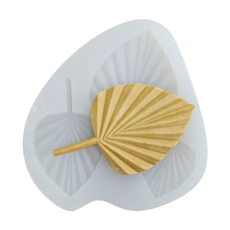 

W133 New fan-shaped leaf chocolate baking cake decoration tool silicone mold, White