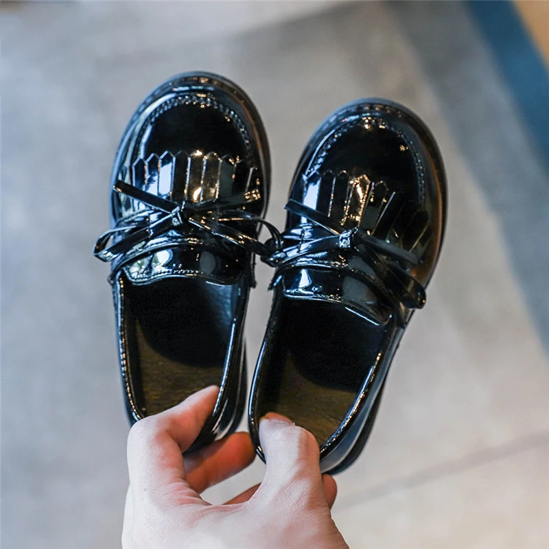 
stocked nude flat summer spring children sweet tassel stage performance bow-knot princess footwear leather dress shoes for kids 