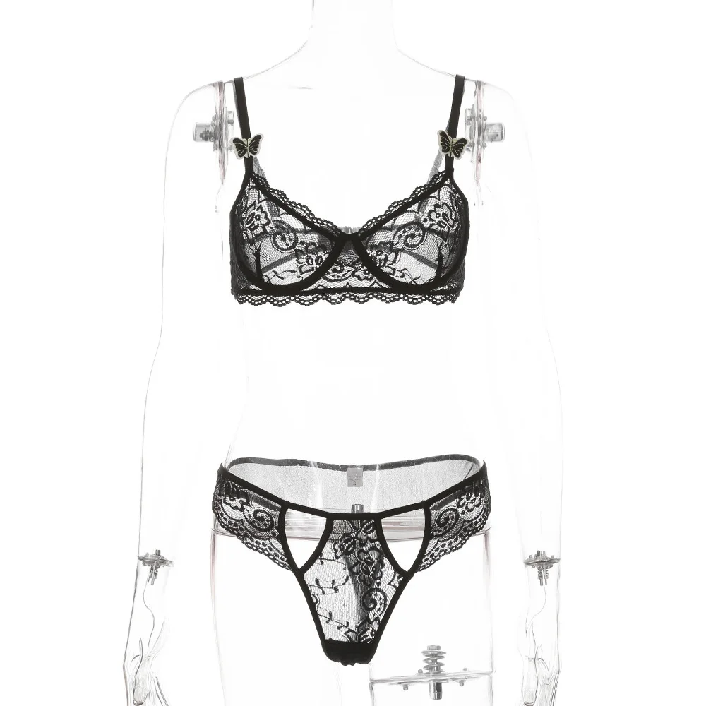 

Wholesale New popular embroidery flowers gather interest and sexy underwear set