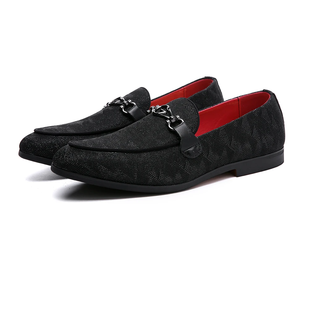 

37-48 Big Size Black Smoking Loafers Men Women Embroidery Style Loafers Shoe A6891