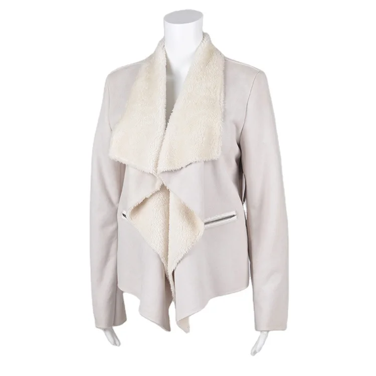 

Faux Leather Fur Lining Coat Women Slim Fit Composite Faux Fur Winter Long Coat Women Jacket