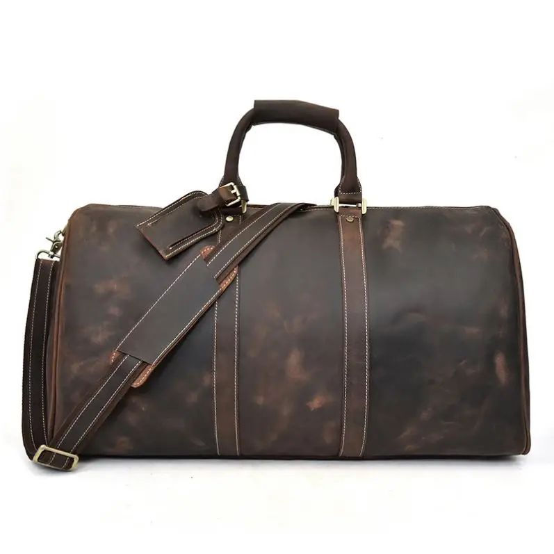 

High Quality Genuine Leather Duffel Tote Bag With Shoes Compartment For Men, Customized