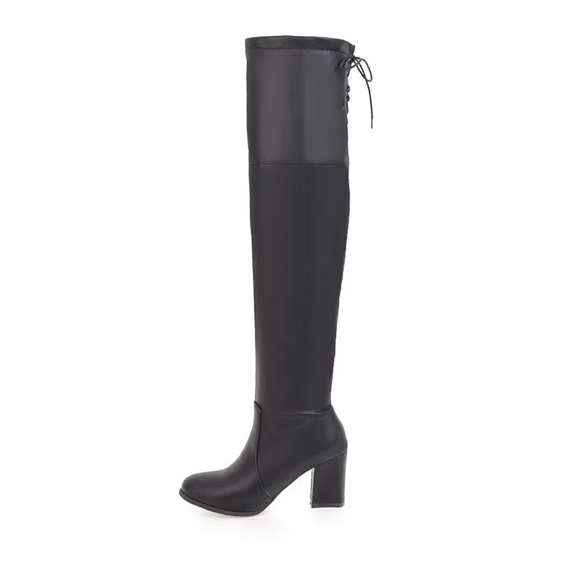 

Women Round Toe Platform Boots Waterproof Winter Knee High Boots