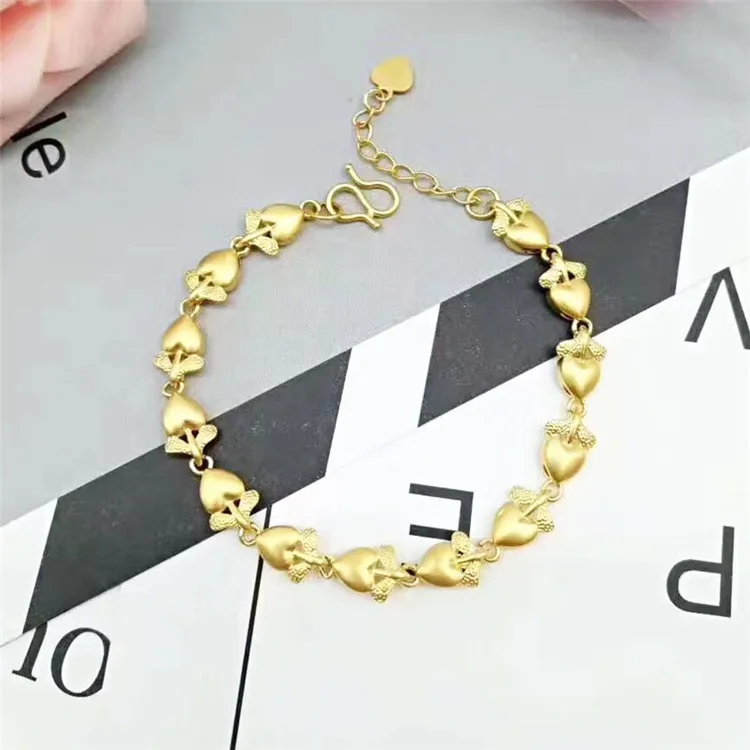 

EuropeanCurrency Flower Love Peach Heart Ladies Bracelet Bracelet Gold Plated Craft Small Flower Bracelet Cute Jewelry Wholesale