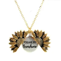

2020 new fashion Valentine gifts custom letter sunflower openable locket women pendant necklace jewelry
