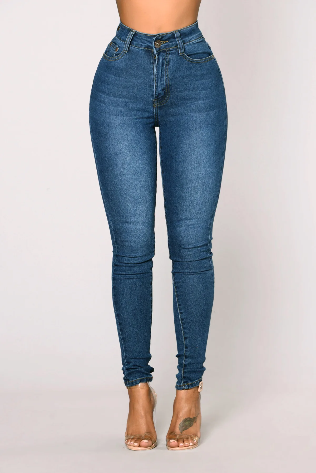 
New Fashion Autumn Women Denim Skinny Pants high-Waist Blue Black Slim Elastic Lady Jeans 