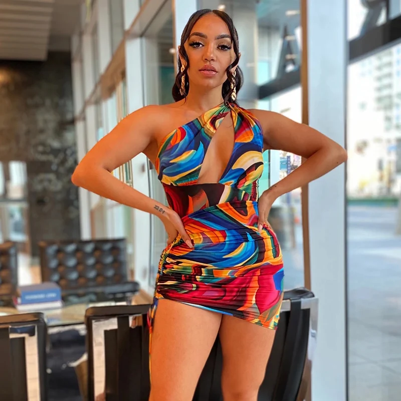 

2021 new arrival high waist printed dress fashion ladies women casual dress