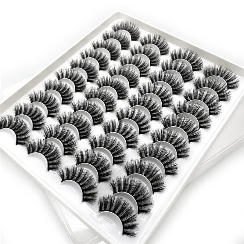 

Hot Mix 20 pairs in 1 Multi pack False Eyelash 3D Soft Faux Mink Eyelashes 20mm Dramatic Long False Faux Eye Lashes, Natural black mink eyelashes