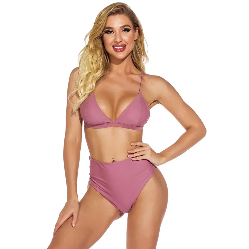 

JSMANA highwaist tankini designer swimwear famous brands custom swimwear women swimwear two piec, Red bean