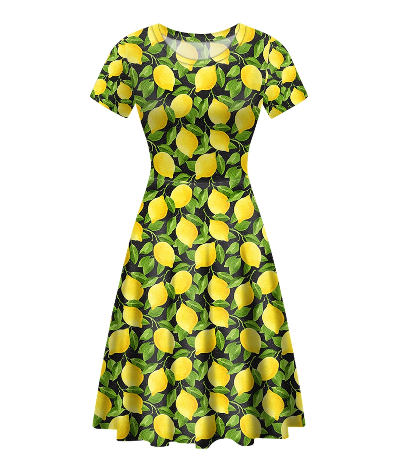 

Women Plant Flowers Print Dress Lady Elegant Short Sleeve O-Neck Casual Summer A-Line Dresses