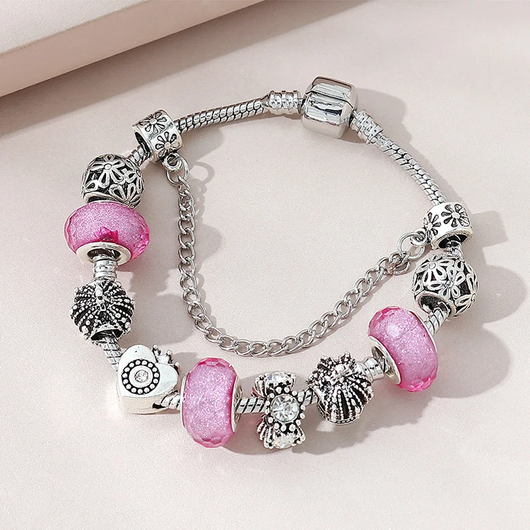 

Best Selling Shiny CZ Cubic Zirconia Bow Knot Charm Bracelet Bling Rhinestone Crystal Flower Heart Charm Bracelet, Picture color