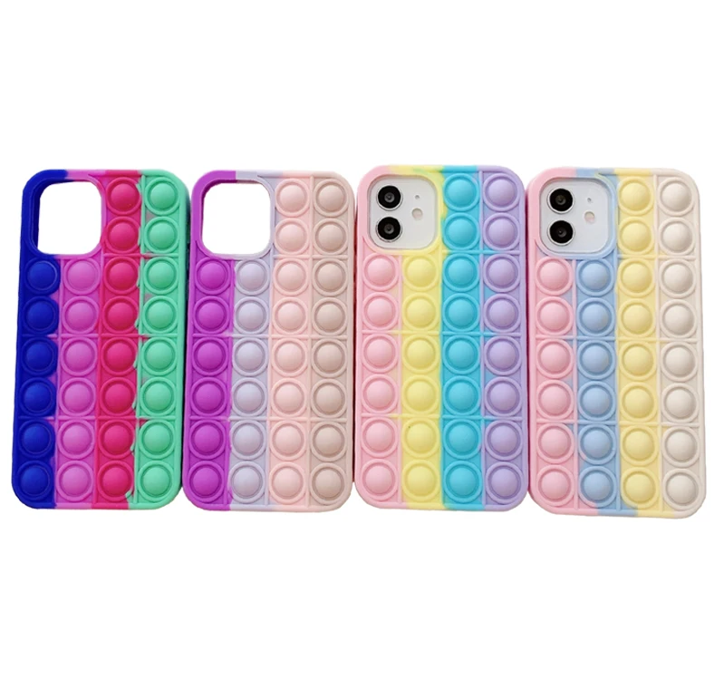 

Push Pops Rainbow bubble fidgety mobile phones accessories Relieve Stress mobile phones cases, 8 colors