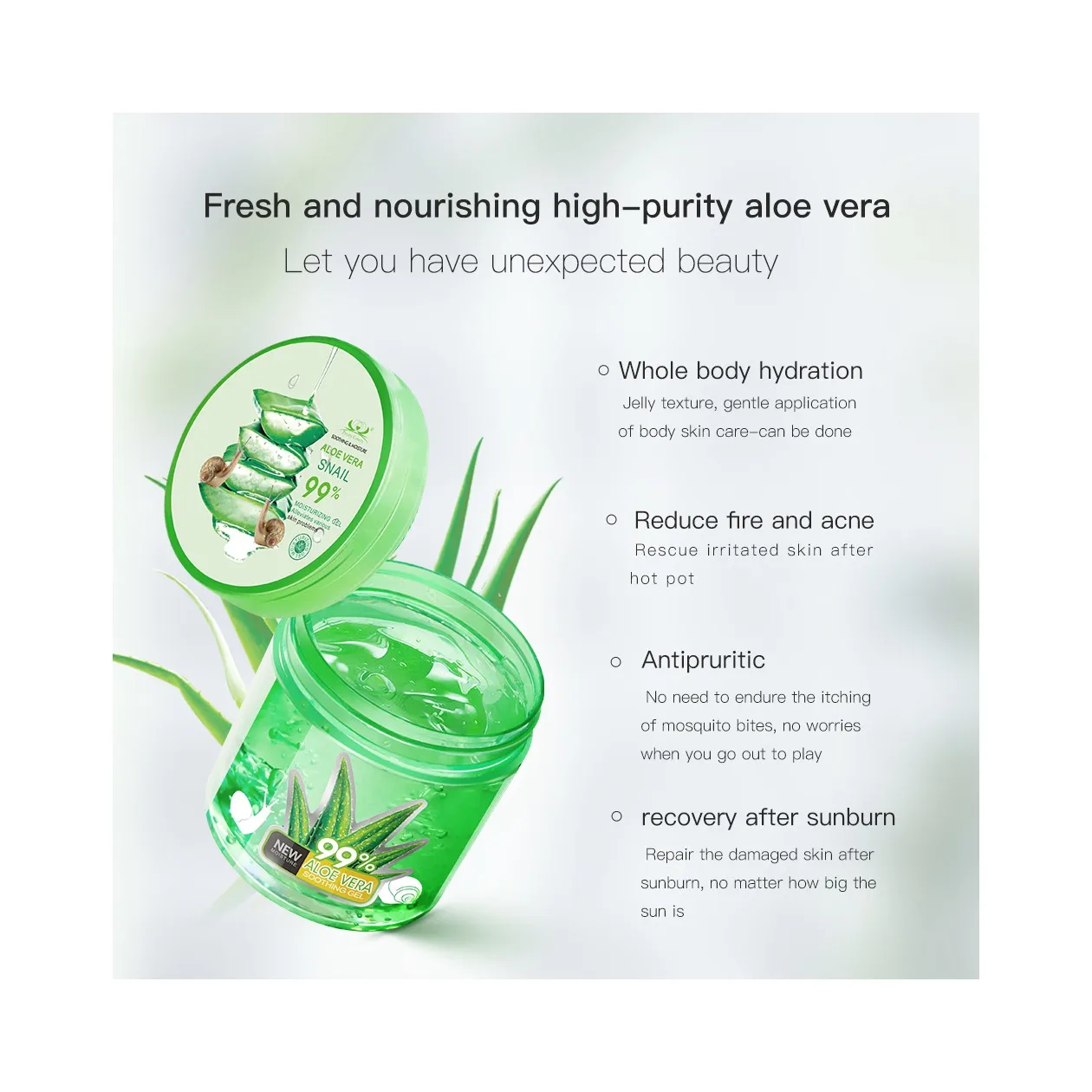 

2021 Top Selling Private Label Pretty Cowry 150Ml Skin Whitening Body Gel Canned Nature Republic Aloe Vera 92% Soothing Gel