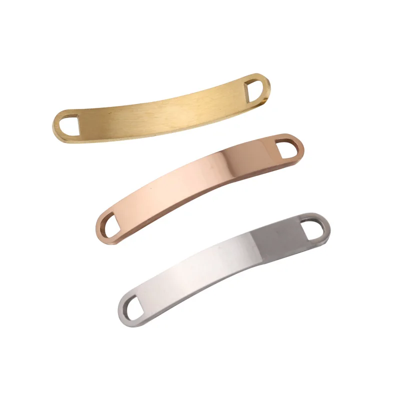 Mirror Polished Stainless Steel Blank Curved Bar Pendant Engrave Charms Accessories For DIY Jewelry Marking