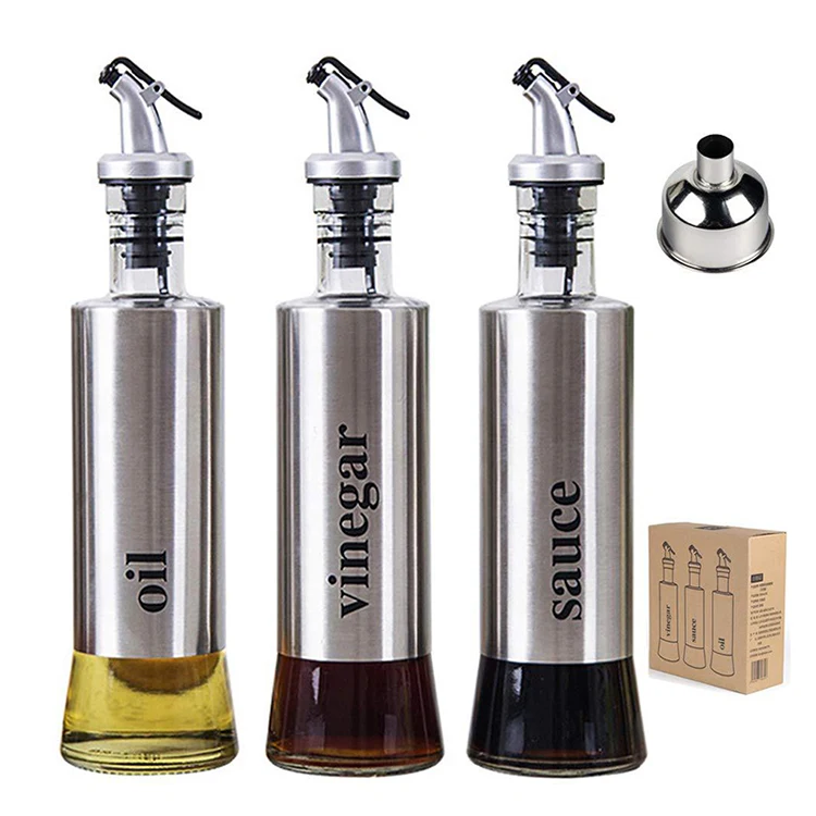 

Best Quality 300ml Olive Oil Dispenser with Stainless Steel Sleeve, Transparent
