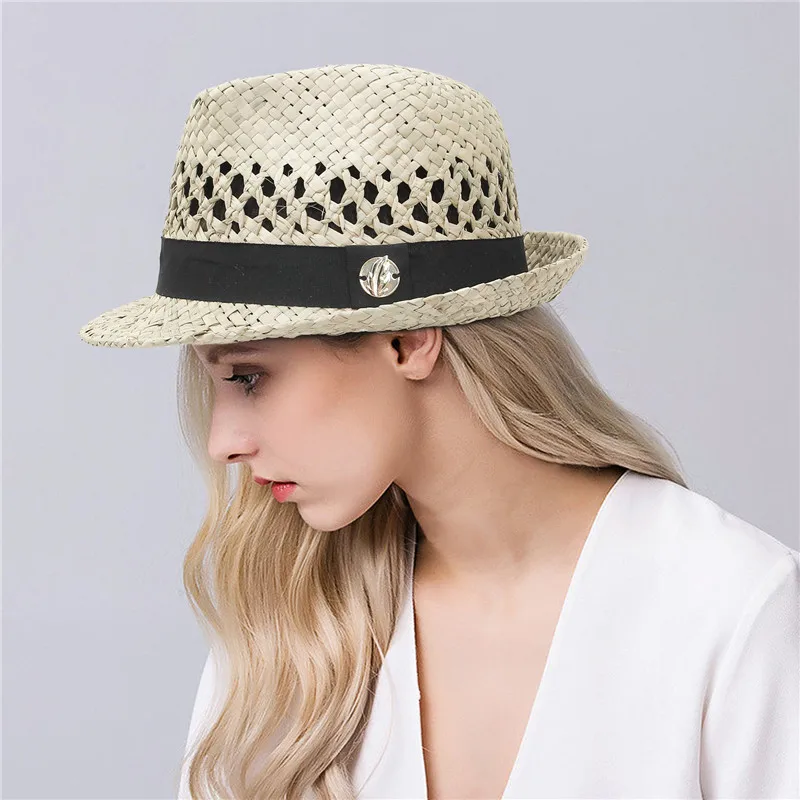 

Fashion Hollowed Handmade Jazz Straw Hat Women Men Summer Outdoor Travel Beach Hats