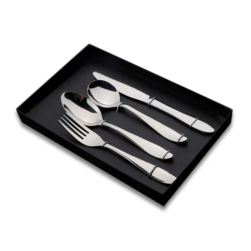 

High End Travel Portable Silver Flatware Gift Box 18/8 Stainless Steel 24 Piece Kitchen Spoon Fork Cutlery Set 24pcs Wholesale, Sliver