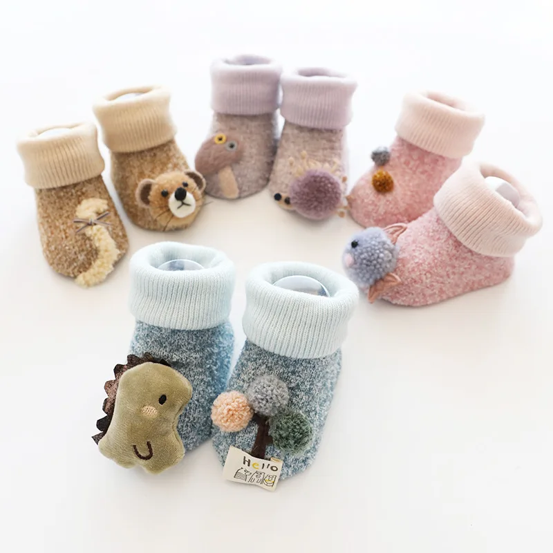 

Organic Baby Girls Socks 3D Cartoon Tube Sock Baby Girl Socks With Animal, As picture