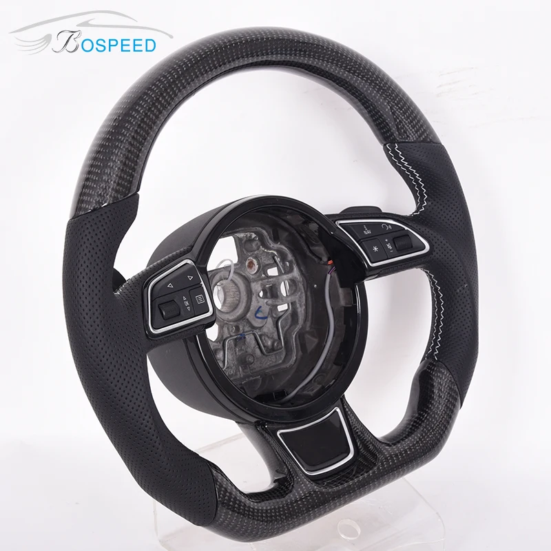 

Custom Perforated Leather Carbon Fiber Steering Wheel For Audi Tt Ttrs R8 Led Steering Wheel, Customized color