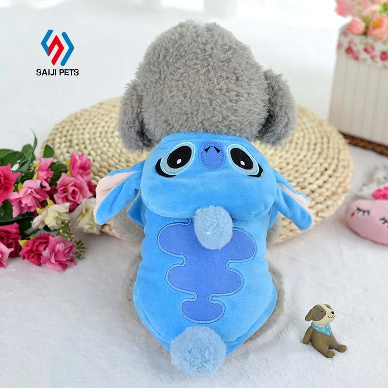 

Saiji cheap interactive play game pet apparel supplies Amazon hot sale winter thicken Stitch dog clothes, Blue, customized color