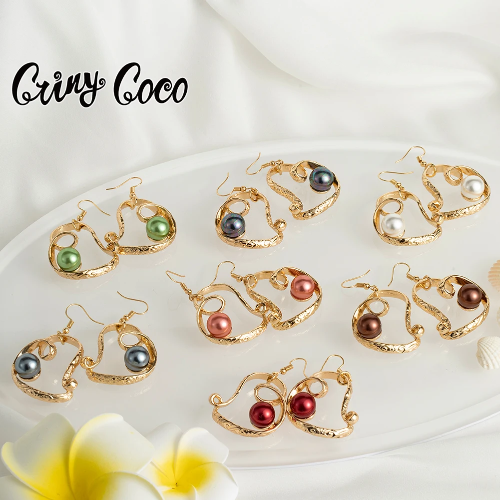 

Cring CoCo New Samoan Fashion Love Pearl Earrings Boho Chic Jewelry Earrings Wholesale Hawaiian Jewelry, 14k gold plated