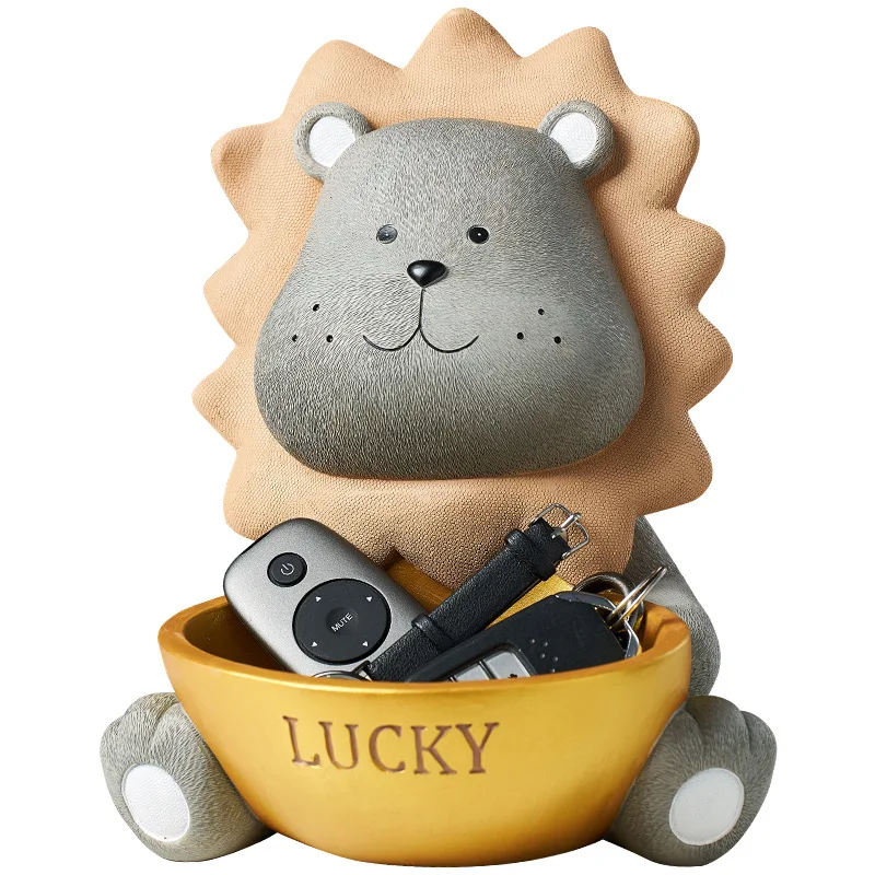 

Modern Home Resin Cartoon Lion Storage Tank Accessories Animal Model Candy Key Storage Tray, Multi color to choose