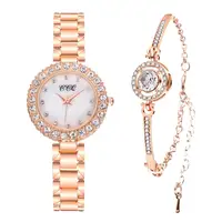 

4192 Luxury Geometric Bangle Quartz Bracelet Watches Set Ladies Wrist Watches For Valentine's Day Gift