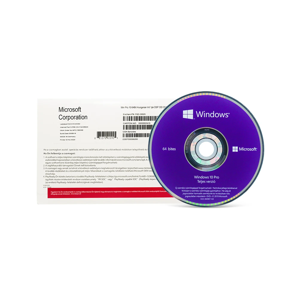 

Win 10 pro Software original OEM Full package version DHL shipping and licence CD win 10 pro dvd