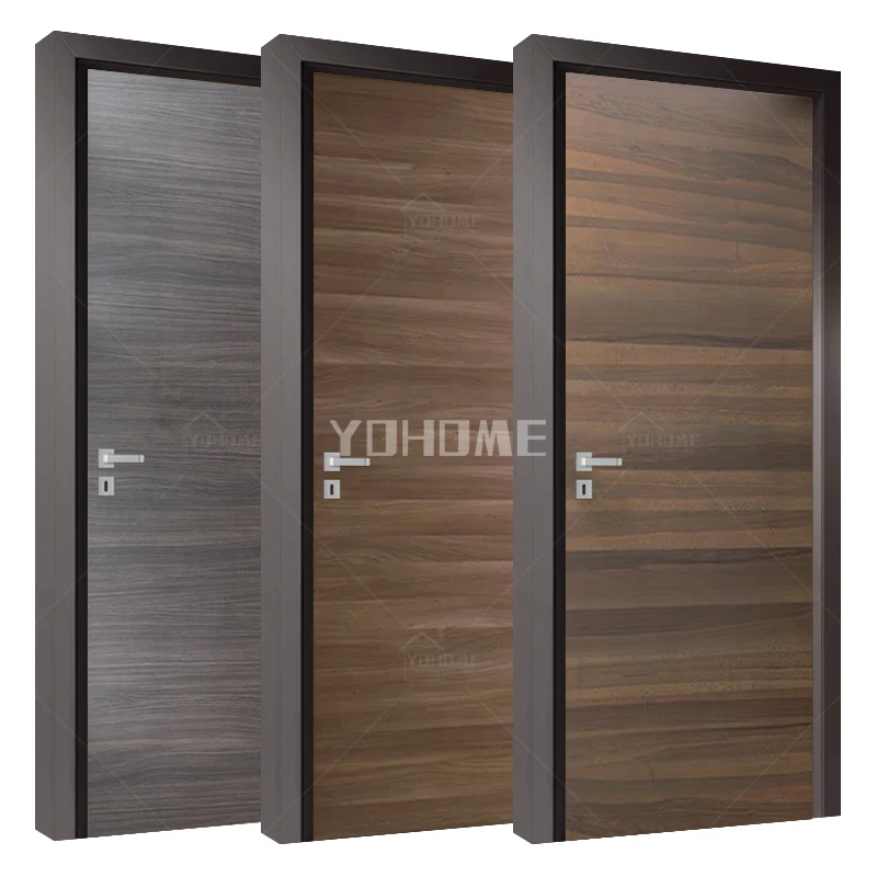 

American minimalist wooden ecological door solid bedroom door flush style melamine prehung interior doors