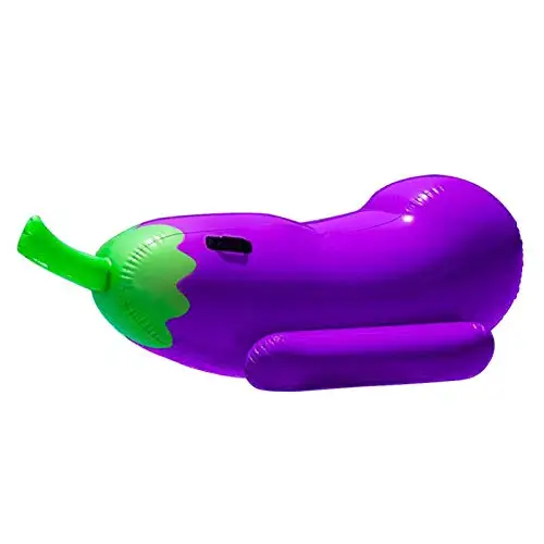 

Inflatable Eggplant Pool Float Ride-on Air Board Floating Outdoor Beach Swimming Party Toys Inflatable Seat Floats Summertime, Purple&green