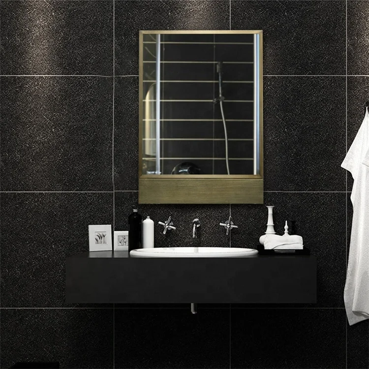 Luxury rectangle mirror design decor washroom mirror anti-fog furniture metal frame mirror for living room home decor
