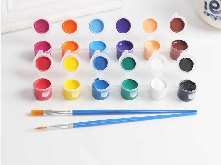 Wholesale Bulk Supply 6pcs 2ml Acrylic Paint Set 12/6 Colors With Brush