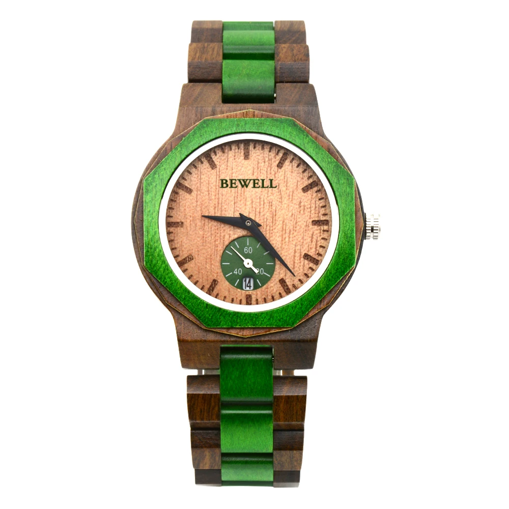 

New type high technology dyed color wooden chronograph watch custom logo men wrist watch for men