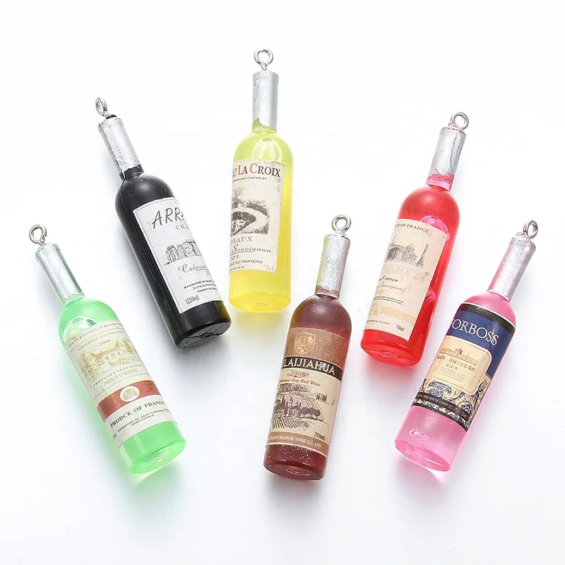 

Mixed Color Wine Bottle Charms Pendants For Necklace Bracelet DIY Jewelry Making 12*52mm, Picture